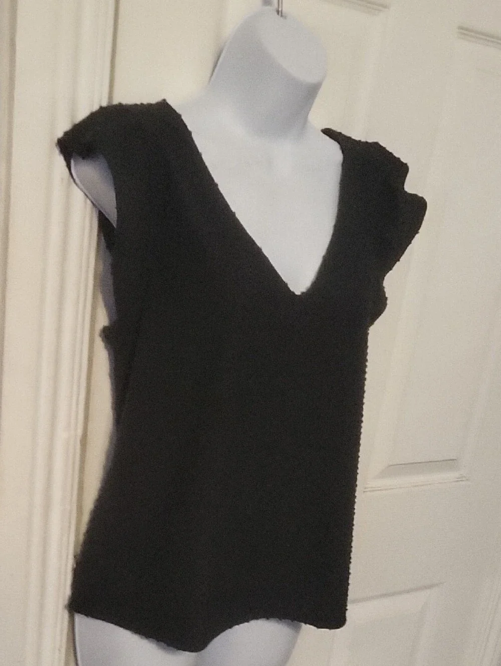J. Crew Black Swedish Dot Short Ruffle Sleeve Top